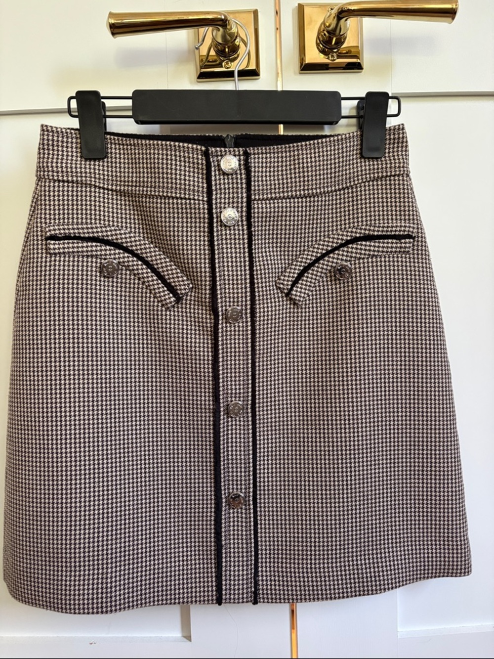 Maje Joldi Houndstooth Mini Skirt